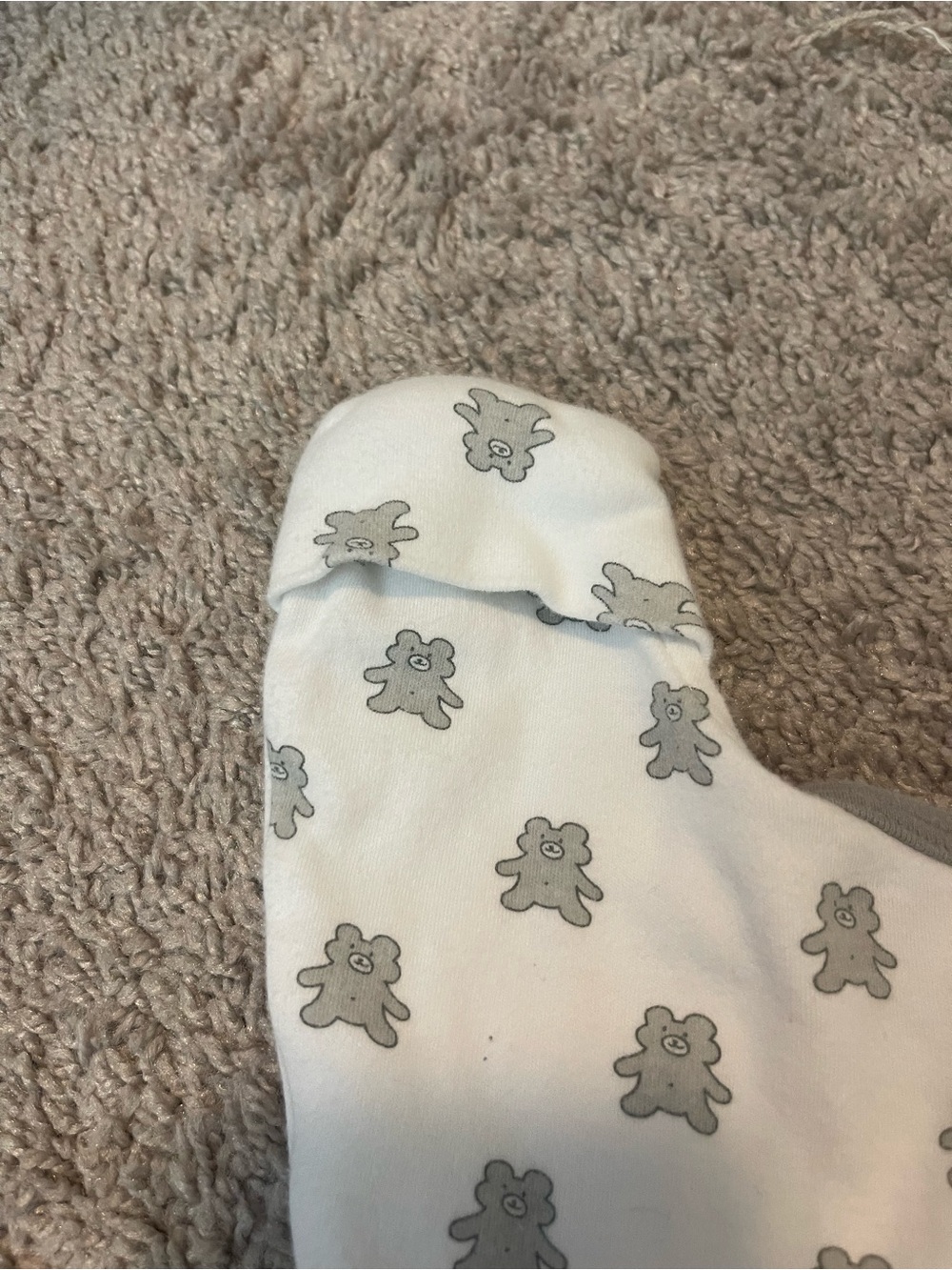 Neutral Bear-Print Zip Front Baby One-Piece Swaddle - Picture 5 of 5